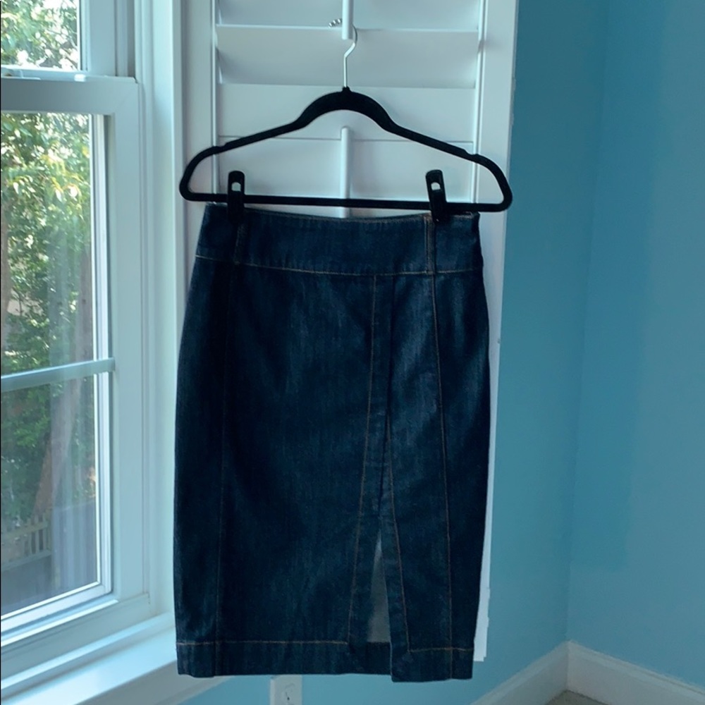 Dark Jean Skirt with Front Slit